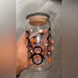 Penguin Clear Beer Can Glass Cup